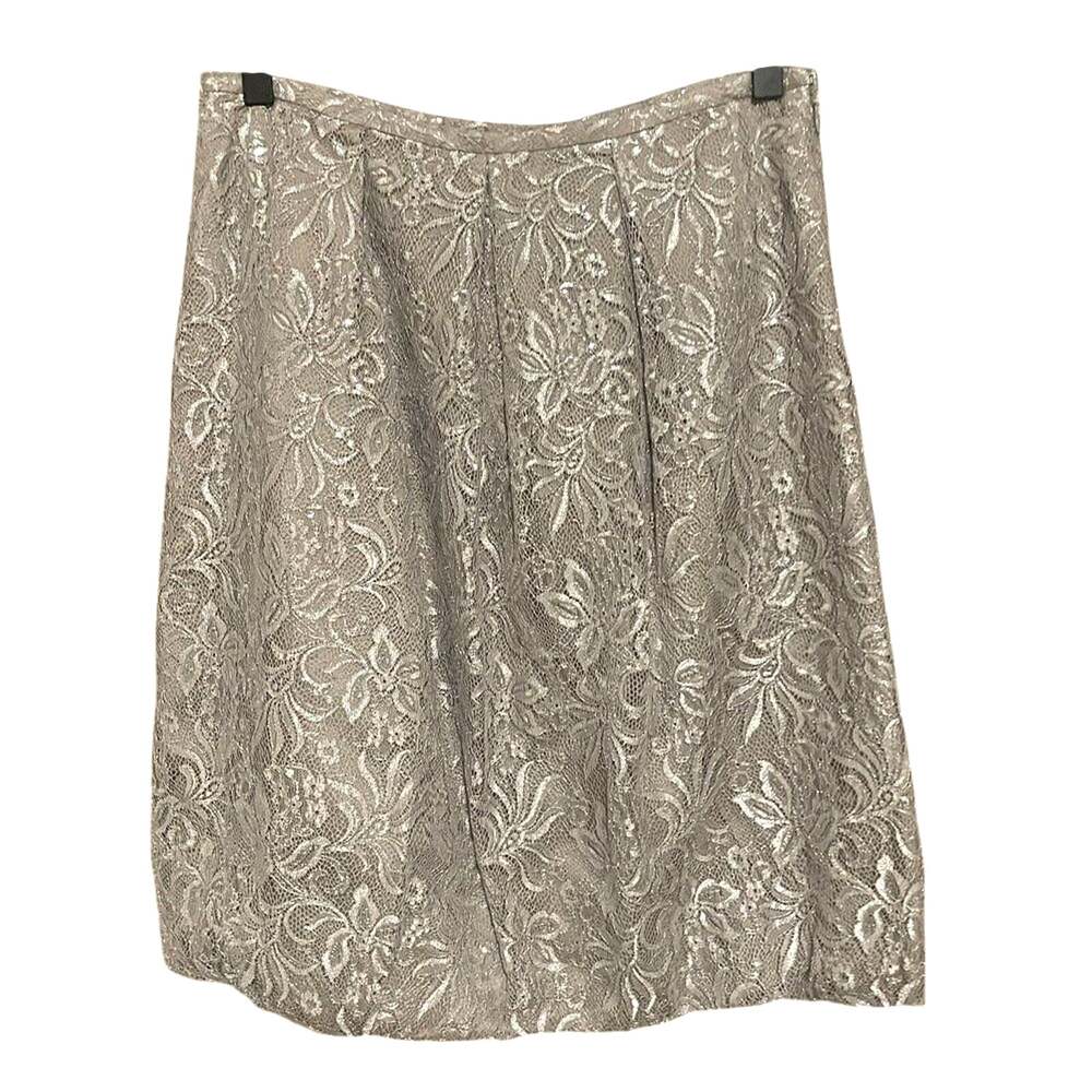 Ann Taylor LOFTā Skirt Size 4 Silver Metallic Pencil Office Career Women